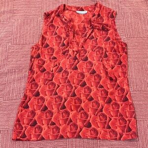 Gianni Versace vintage red rose print Sleeveless Blouse